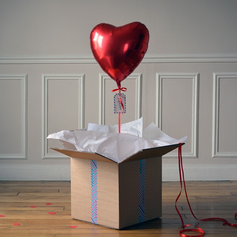Ballon cadeau coeur rouge - Livraison d'un ballon gonflé à l'hélium