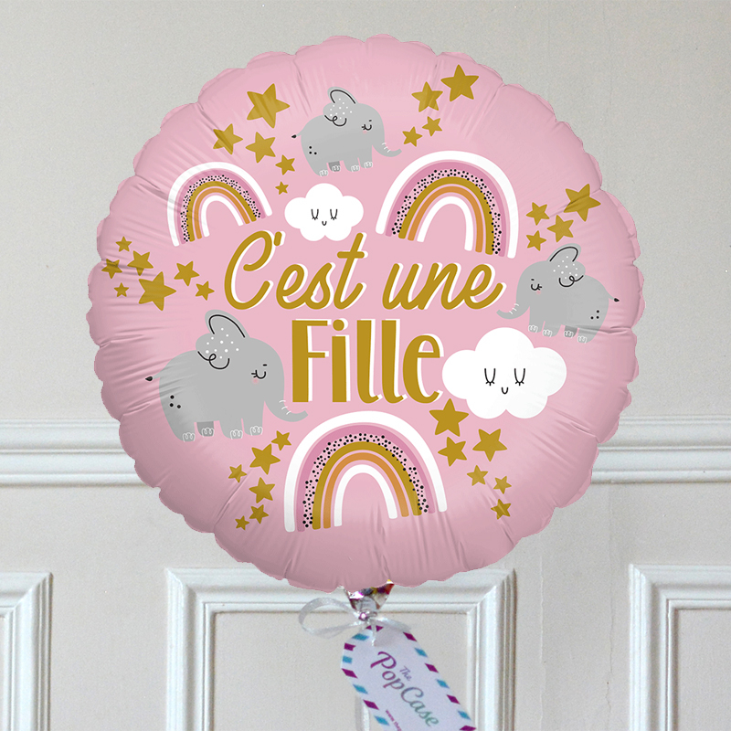 Ballon hélium annonce naissance fille → The PopCase