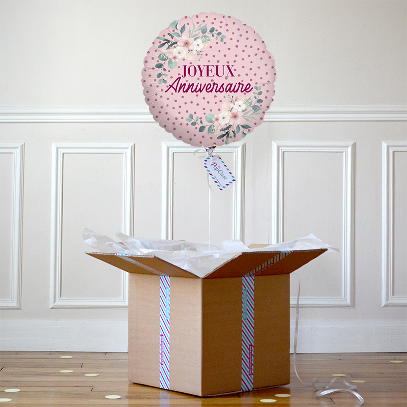 Ballon Cadeau - Joyeux Anniversaire Fleurs - Livraison de ballon