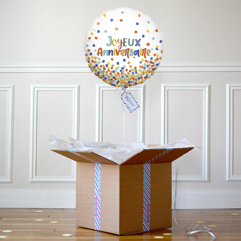 Ballon Cadeau - Joyeux Anniversaire Confettis - Livraison de ballon