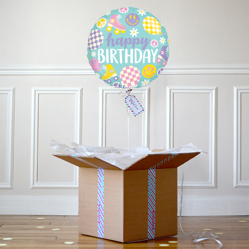 Ballon Cadeau - Happy Birthday Retro Skate