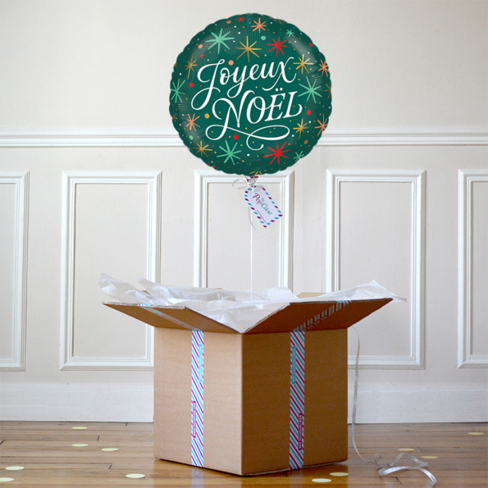 Ballon Cadeau - Joyeux Noël étoiles - The PopCase