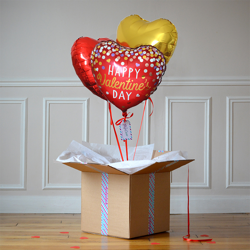 BOX SURPRISE 1 BALLON COEUR : Packs de décorations Saint-Valentin -  Sparklers Club